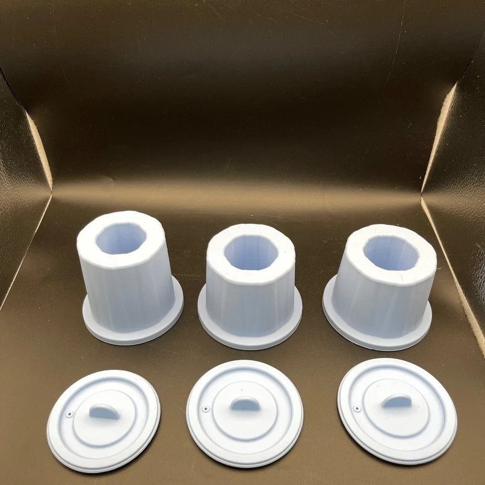 Silicone Large Ice Cube Molds for Tumbler Cup Light Blue Set of 3 with Lids